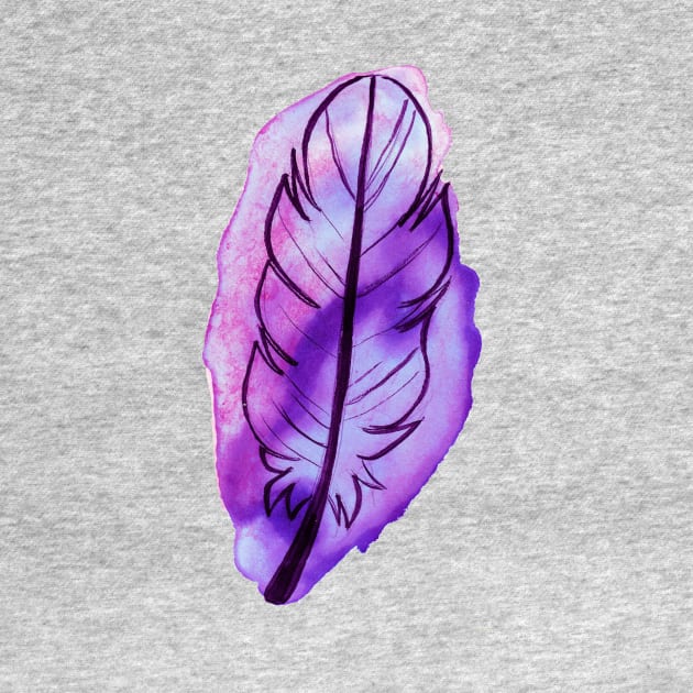 Purple Watercolor Feather by saradaboru